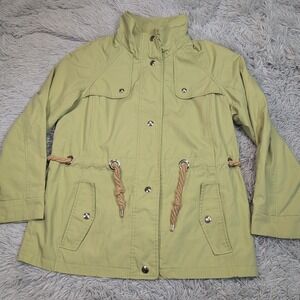 Mackintosh‎ Jacket Womens M Green Lightweight Snap Up Pockets Casual Comfort
